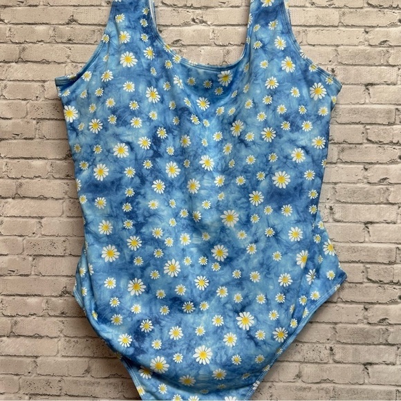 Women's Size 4XL Blue Floral Tie Dye One Piece Swimsuit - Picture 4 of 9